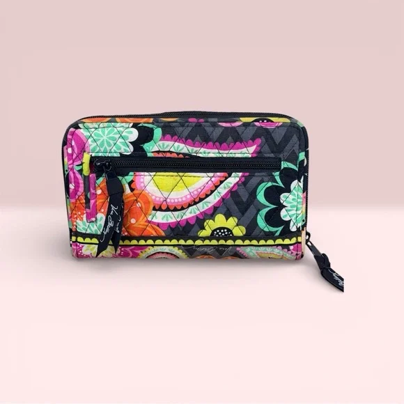 Vera Bradley Ziggy Zinnia Large Turnlock Organizer Wallet Retired Pattern - Picture 2 of 5